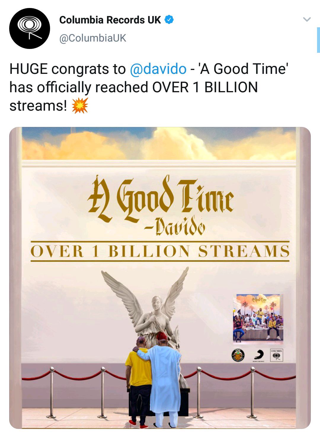 Davido's Album 'A Good Time' Hits A Billion Streams.