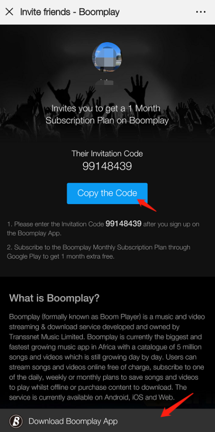 How To Win Freebies by Inviting Friends to Sign Up on Boomplay?