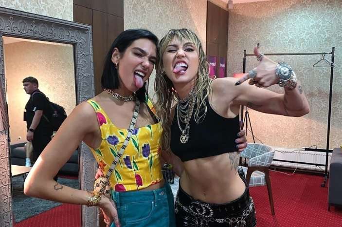 Miley Cyrus and Dua Lipa were spotted working together.