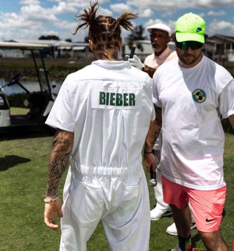 Justin Bieber sports a Toronto Maple Leafs jersey for a wacky game of golf  with DJ Khaled in Miami