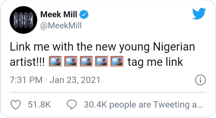 Davido Shoots His Shots As Meek Mill Launches Search For Nigerian Artist 