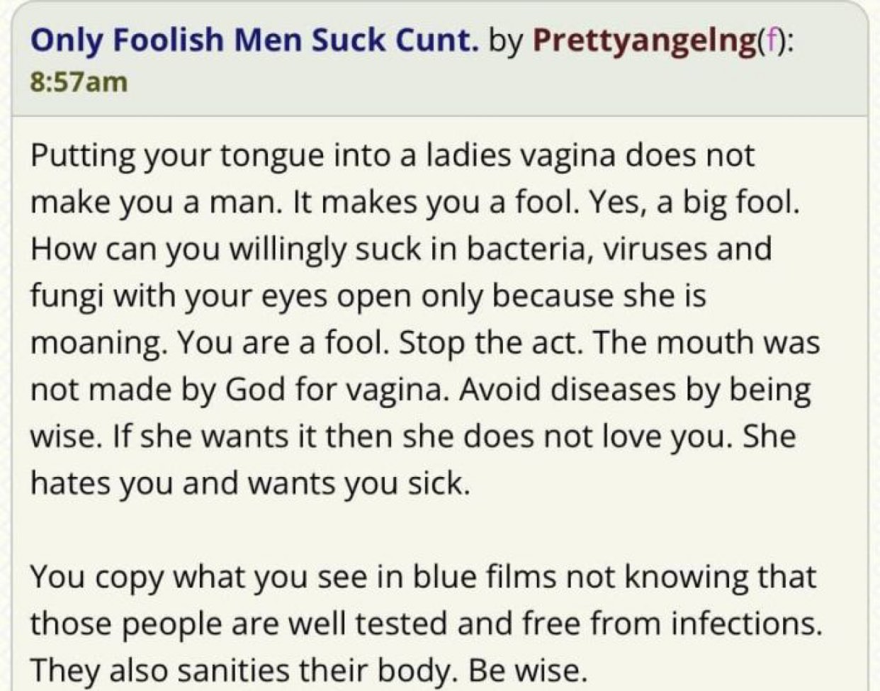 MUST READ!! Only Foolish Men Suck A Woman’s Vagina