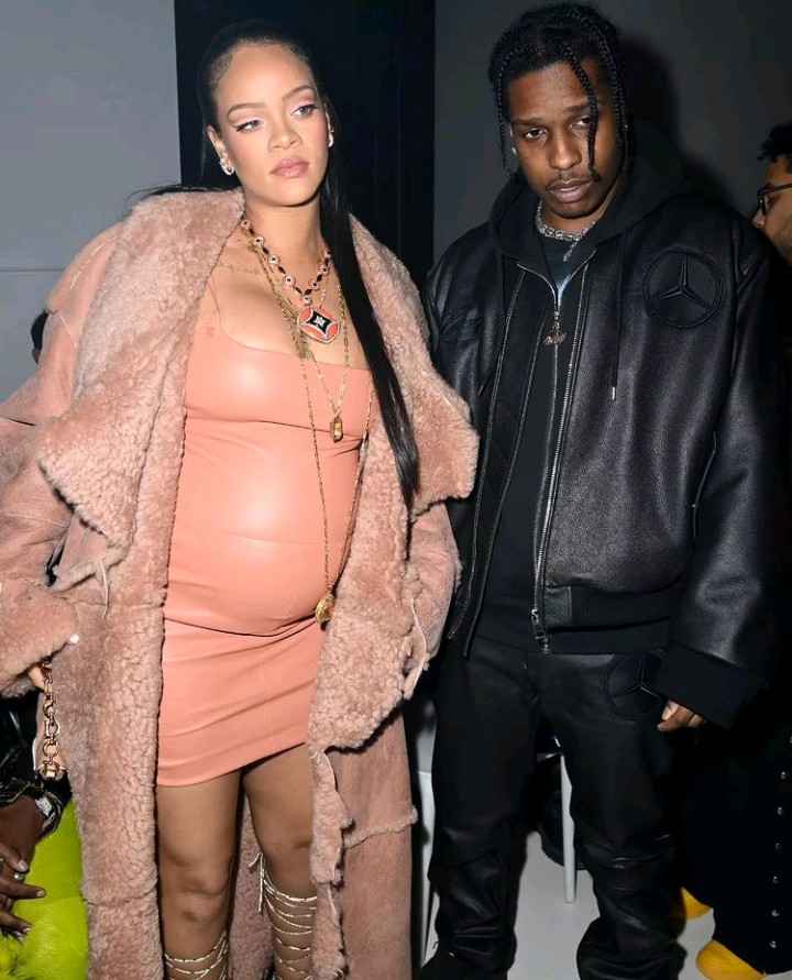 Rihanna Wows in Floor-Length Shearling Coat, Leather Mini Dress and Lace-Up Sandals at Paris Fashion
