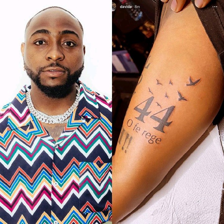 Davido gets a tattoo in Honour of Late Friend, Obama DMW months after his demise