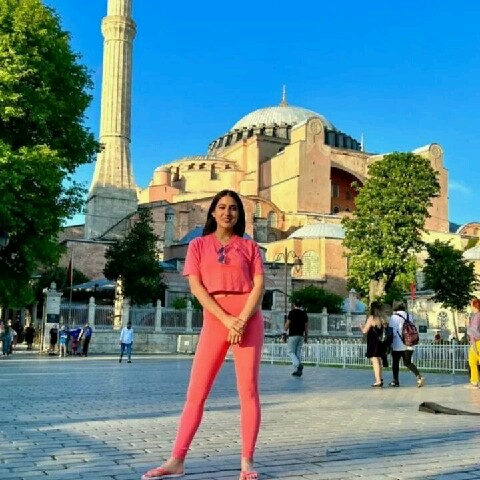 Sara Ali Khan rocks the neon pink look as she poses in front of a mosque in Turkey