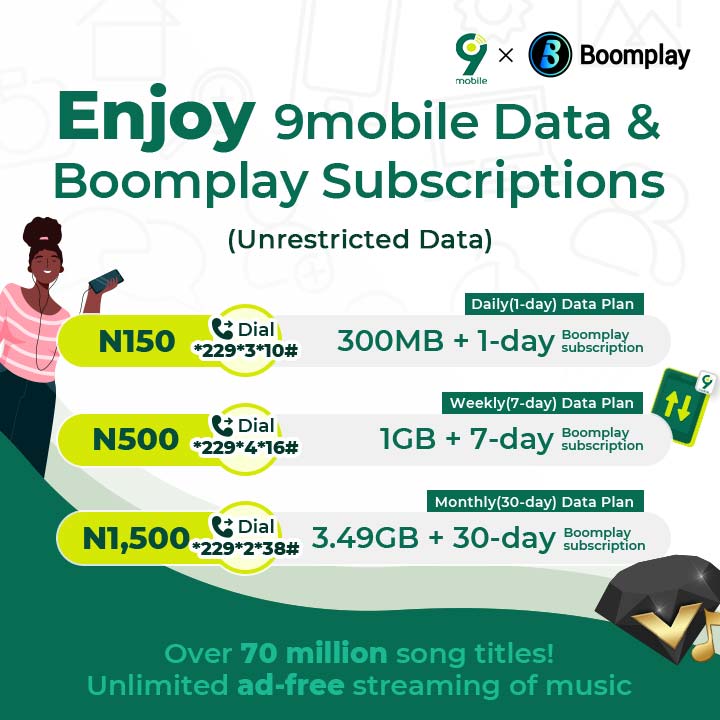 Enjoy 9mobile Data & Boomplay Subscriptions