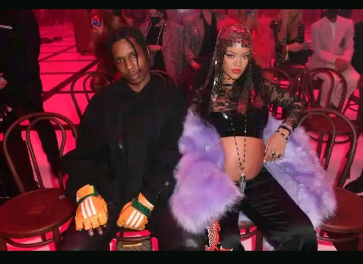 Pregnant Rihanna rocks latex crop top at Gucci show with A&#36;AP Rocky