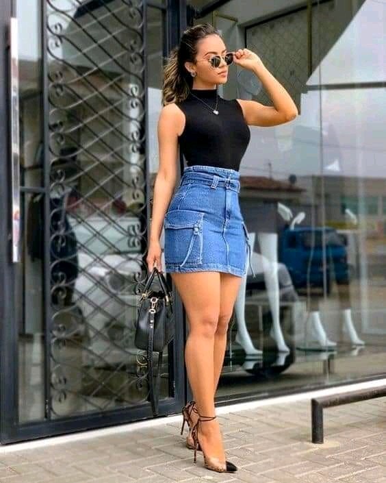 How To Style Your Mini Jeans Skirts And Look Fabulous. (Photos) | Boombuzz