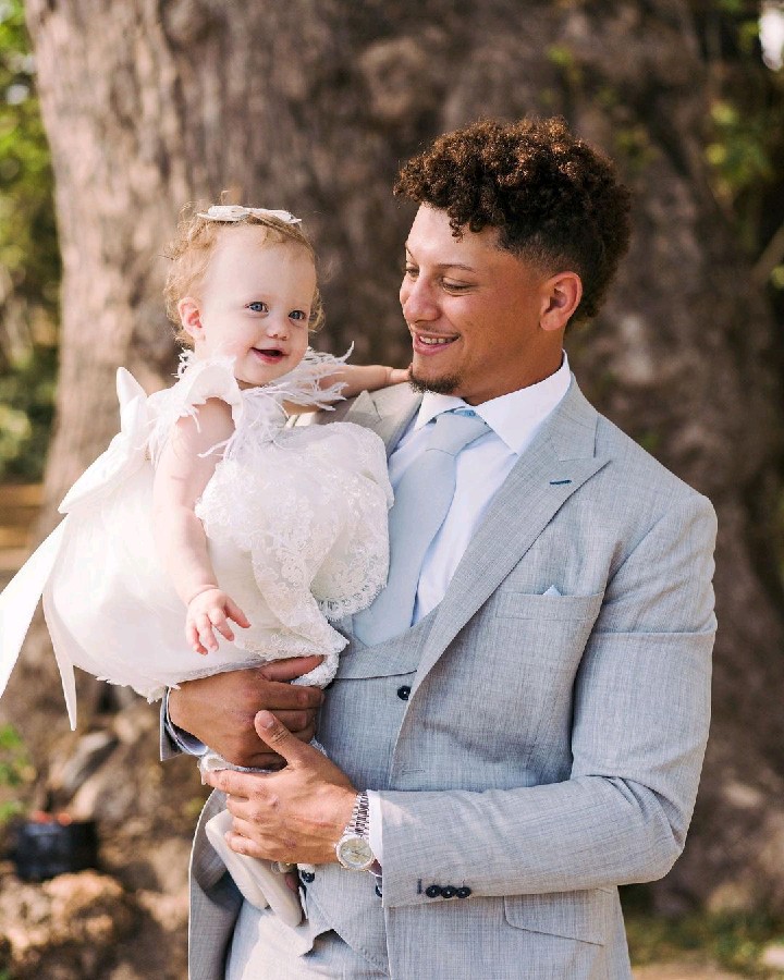 Patrick Mahomes Poses with Daughter Sterling (His Flower Girl!) Day of Wedding to Brittany Matthews