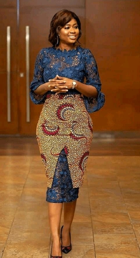 Ankara and best sale plain material combination