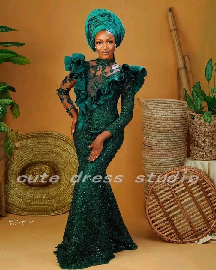 Emerald Green Lace Styles Ladies Can Recreate And Rock To Upcoming
