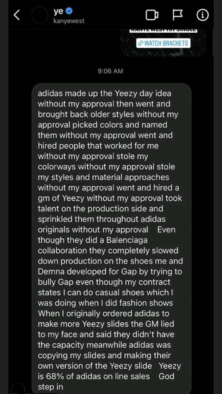 Kanye West reported BLASTS Adidas once again... claiming the shoe company didn't have his approval