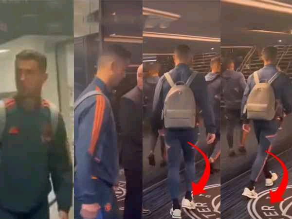 Cristiano Ronaldo shows respect to Man City by avoiding walking across club badge in Sunday Derby . 