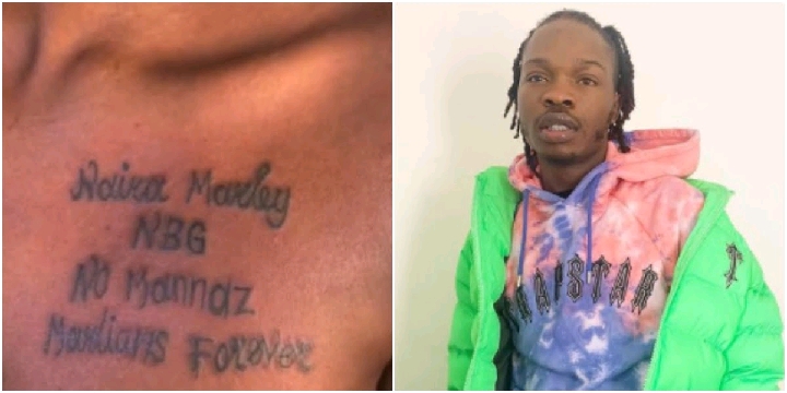Naira Marley Rendered Speechless Again As Die Hard Fan Tattoos His Name On Her Chest 
