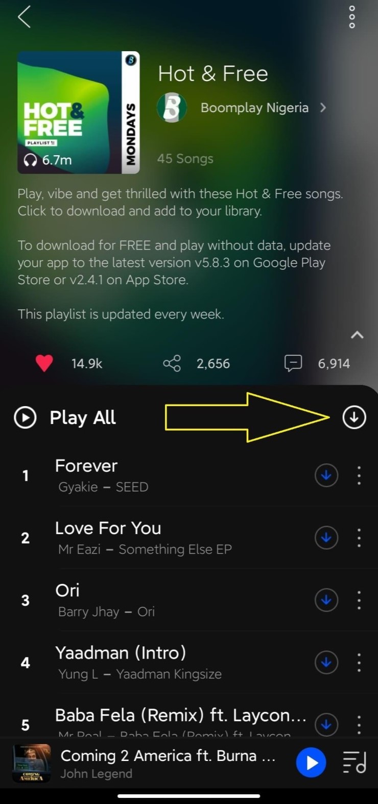 Super 'Bulk Download' is available on Boomplay