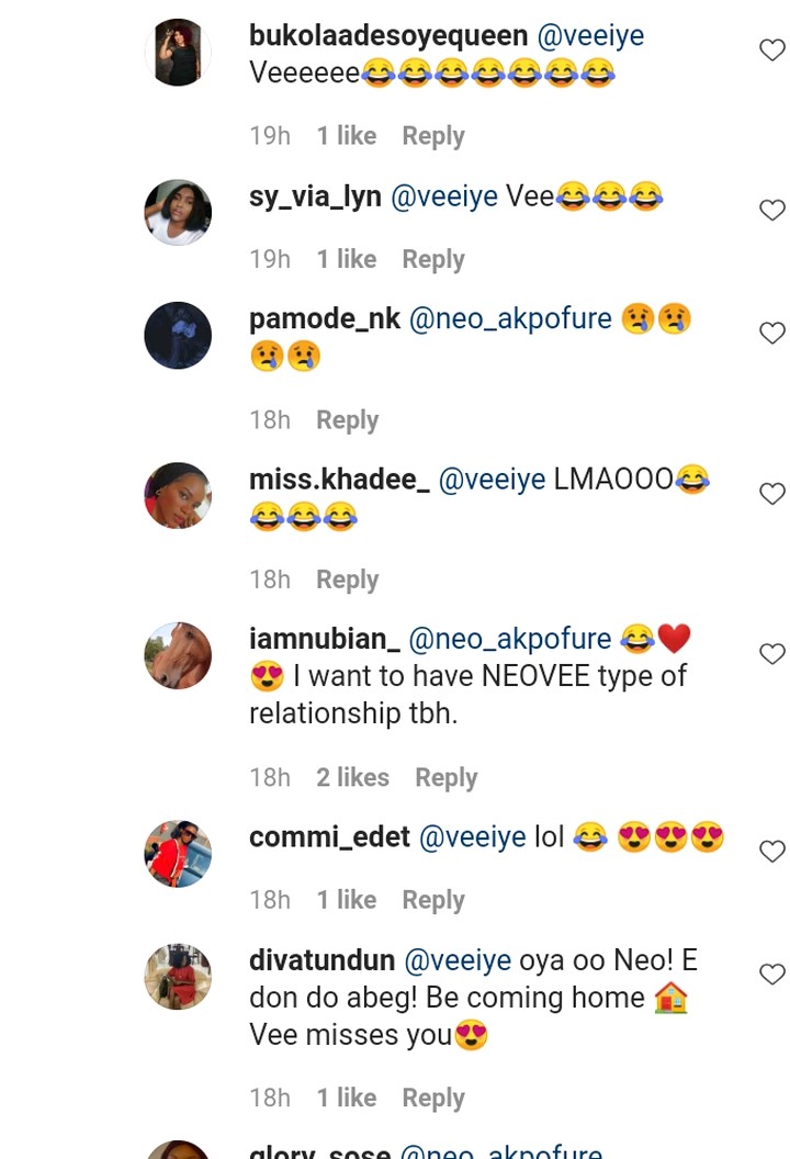Check Out What Vee Wrote On Neo's New Post That Got Fans Talking On Instagram Page