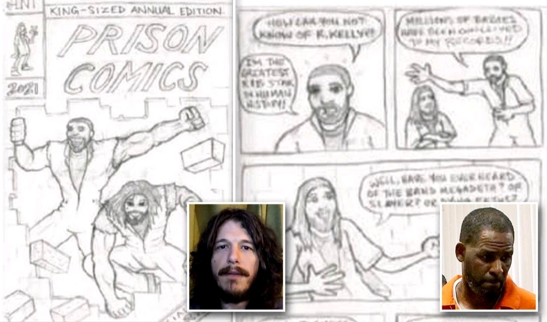 R. KELLY RACIST CELLMATE CREATES COMIC BOOK SHOWING HIM AND DISGRACED SINGER DOING YOGA.