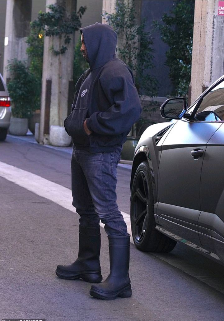 Kanye West sported a serious look on his face as he was spotted