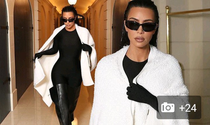 Kim Kardashian showed off her famed hourglass figure on Sunday