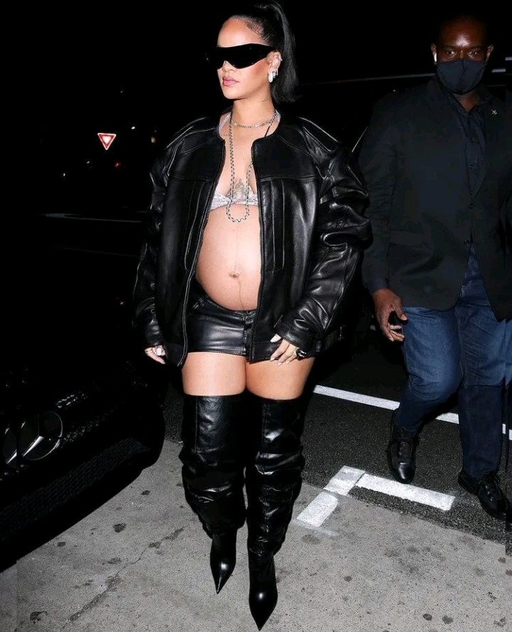 Rihanna's Sparkly Bra And Leather Mini Skirt Catch Kim Kardashian's Eye: ‘Best Pregnancy Style Ever’