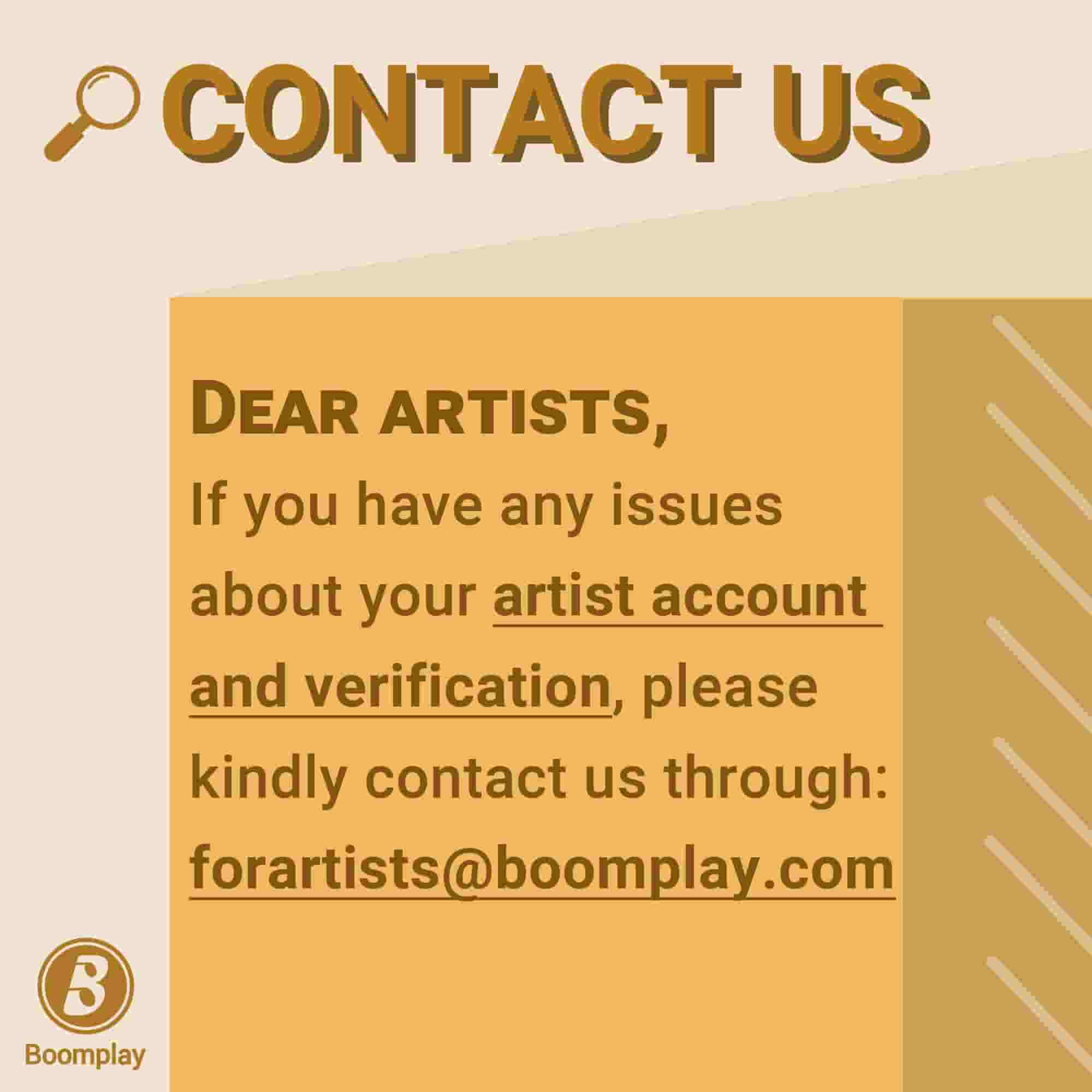 If you have any issues with your artist account and verification, please kindly contact us!