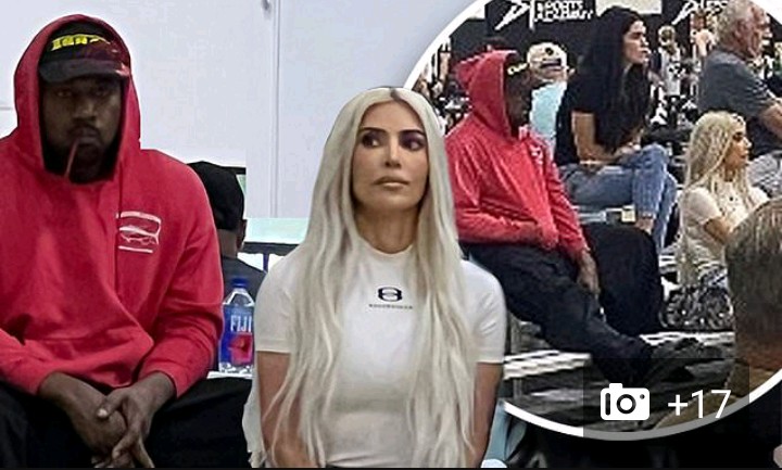 Kim Kardashian looks tense as she reunites with ex Kanye West at daughter North's basketball game