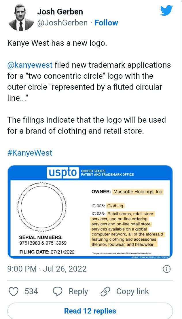 Kanye West Reported Files Trademark For New Logo