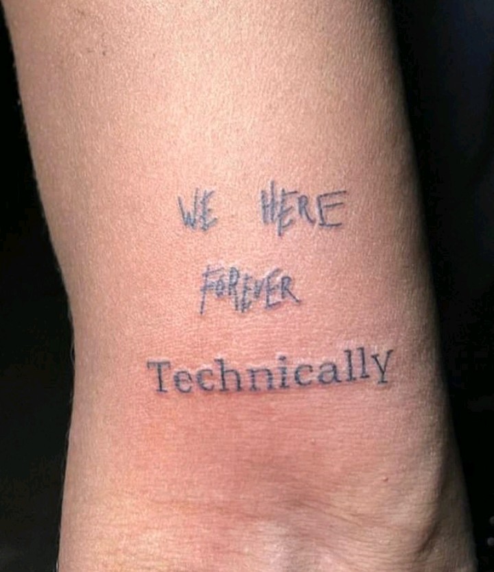 Kanye West shows off his new  (We here forever technically) arm tattoo