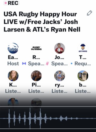 #GameOfTheWeek ”USA Rugby Happy Hour LIVE” show with New England Free Jack’s Josh Larsen and Rugby Atlanta’s Ryan Nell