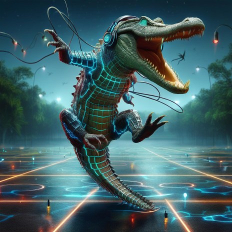 Crocodile Dancing on a Jungle Stage