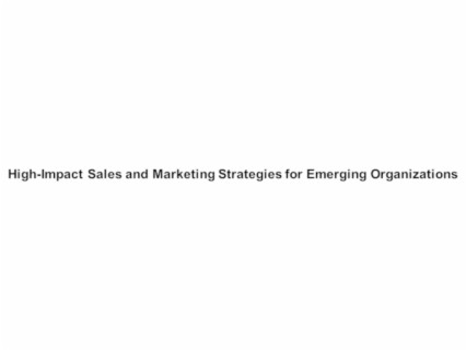 High-Impact Sales and Marketing Strategies for Emerging Organizations