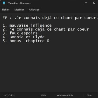 .Je connais déjà ce chant par coeur.