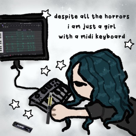 girl with a midi keyboard