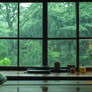 Rain Fall Hitting on a Japanese Window