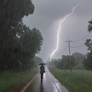 Walking in Heavy Rain Accompanied by Thunder