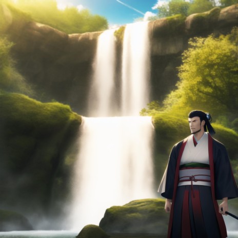 Samurai Training at a Waterfall