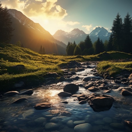 Clarity in the Stream's Whisper ft. Soft Water Streams Sounds & Upbeat Background Music
