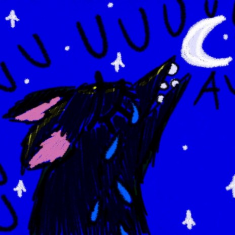 Little wolf in love with the moon