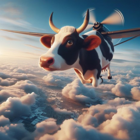 The cow picked up the propeller