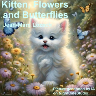 Kitten, Flowers and Butterflies