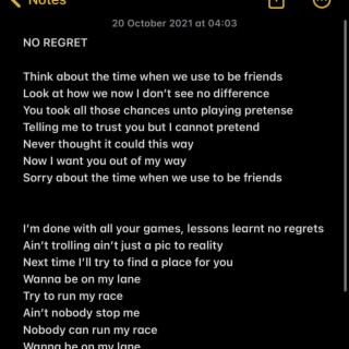 No Regret lyrics | Boomplay Music