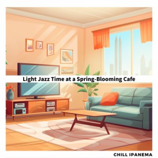 Light Jazz Time at a Spring-blooming Cafe