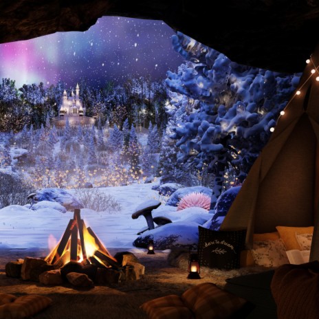 Relaxing Campfire In Enchanted winter Forest Cave