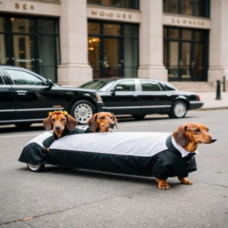 Wiener Dogs Dressed Up As Limousines