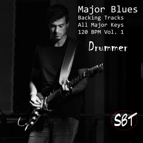Major Blues Drum Backing Tracks, All Major Keys, 120 BPM, Complete Example