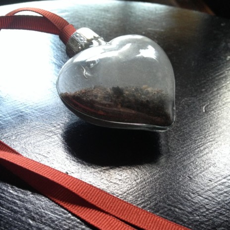 Glass Hearts with Red Ribbons