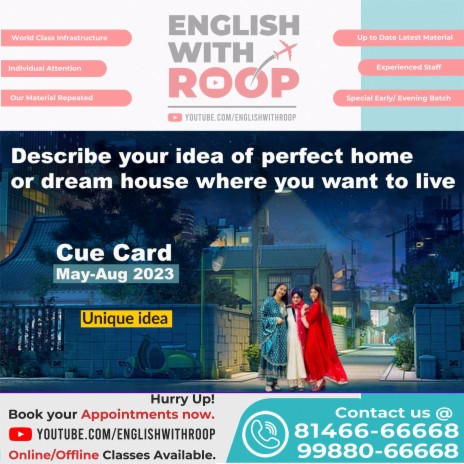 Describe your idea of perfect home or dream house where you want to live Cue Card (Live)