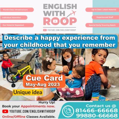 Describe a happy experience from your childhood that you remember Cue Card | Boomplay Music