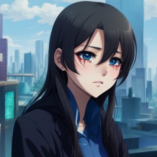 Download A Black Anime Character With Blue Eyes