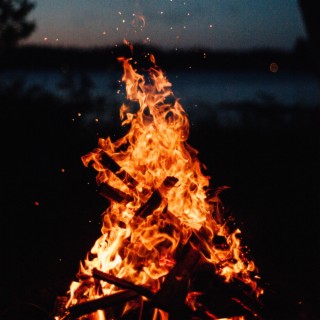 4K Campfire by the River - Relaxing Fireplace Nature Sounds - Robin Birdsong